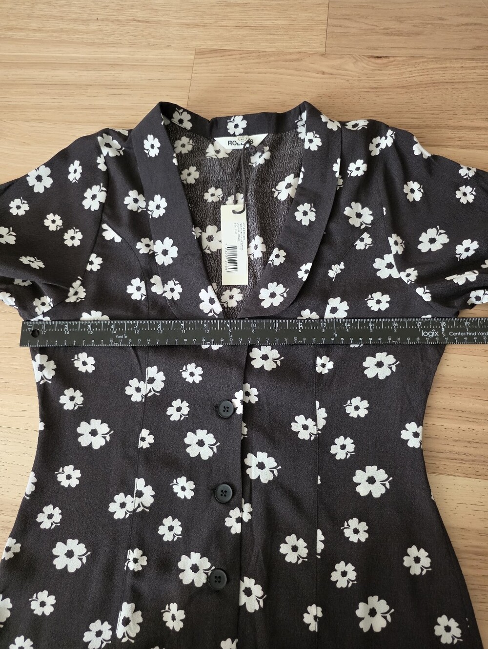 Rolla's Folk Susie Black Floral Button-Front Mini Dress Size M - Picture 12 of 16